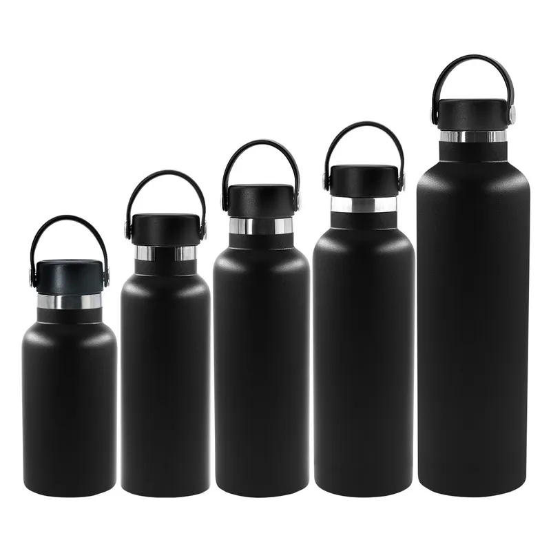 500ml Brushed Portable Stainless Steel Outdoor Water Bottle Black 2021