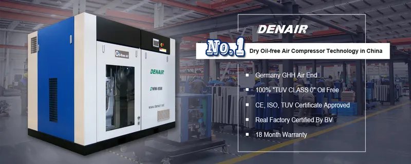 Low Noise Closed Dry Clean Energy-Saving Oil-Free Screw Compressor