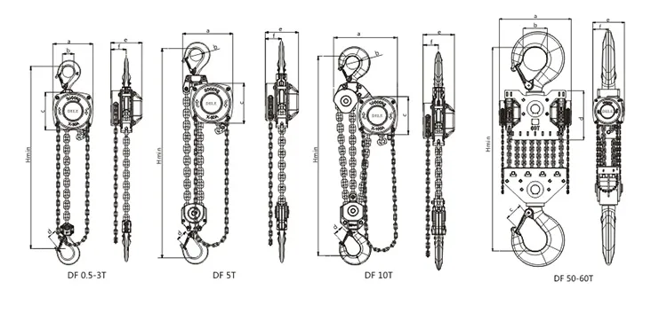 Hangzhou Supplier Dele Df Mini Size 0.5t*3m Chain Pulley Hoist Block for Sale