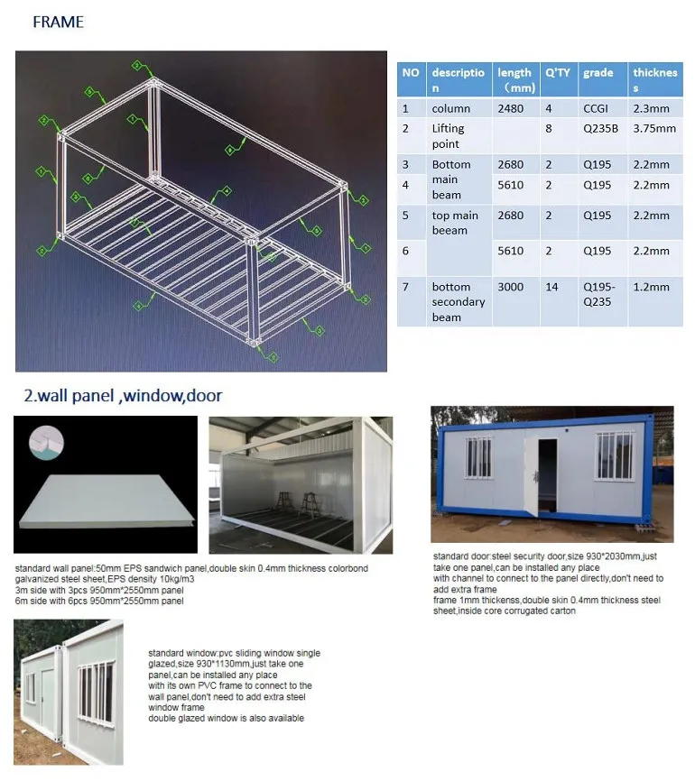 European Style Prefab Steel Frame Flat Pack Container Houses