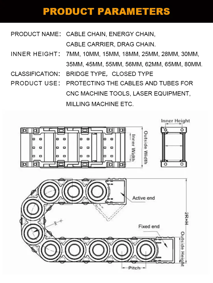 Nylon Plastic Cable Chain for CNC Machine