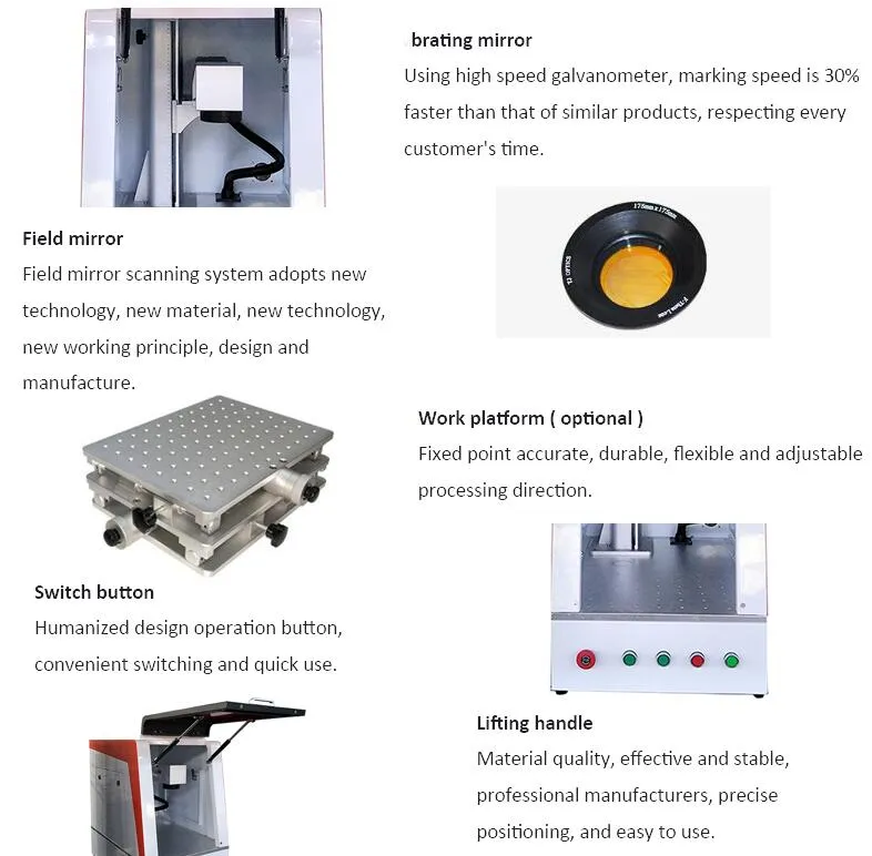 Ce FDA Certificates 20W Full Closed Fiber Metal Laser Marking Machine