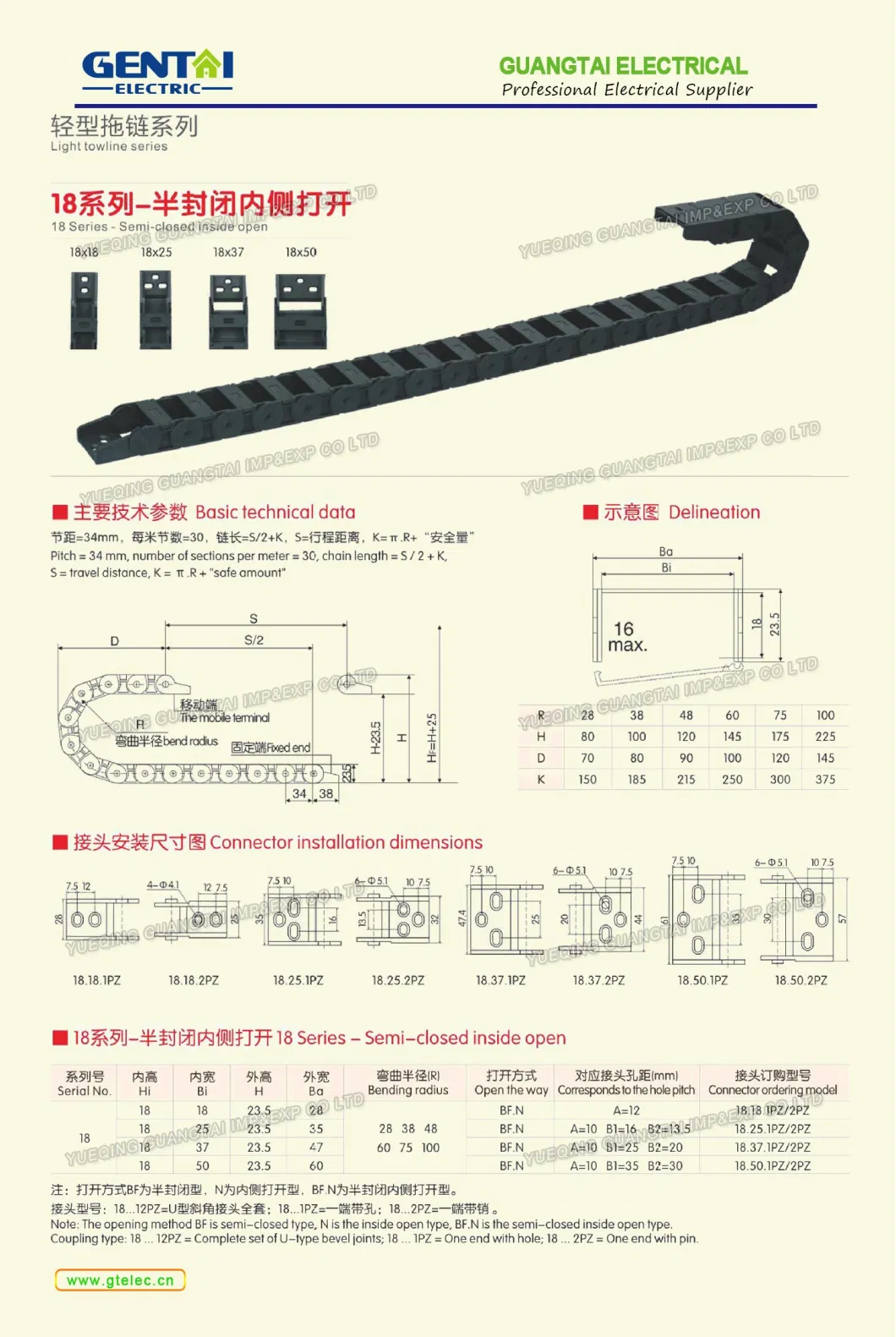 25 Series 3D Printer Enhanced Nylon PA66g Silence Bridge Can Be Opened on Both Side Type Drag Chain Towline