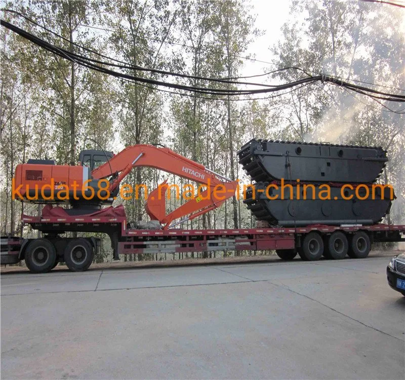 China Amphibious Excavator with 3 Chains and 2 Units of Pontoons