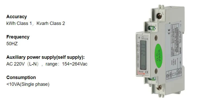 Acrel Adl10-E/C LCD Single Phase DIN Rail Energy Meter Bidirectional Meter with RS485 Modbus RTU