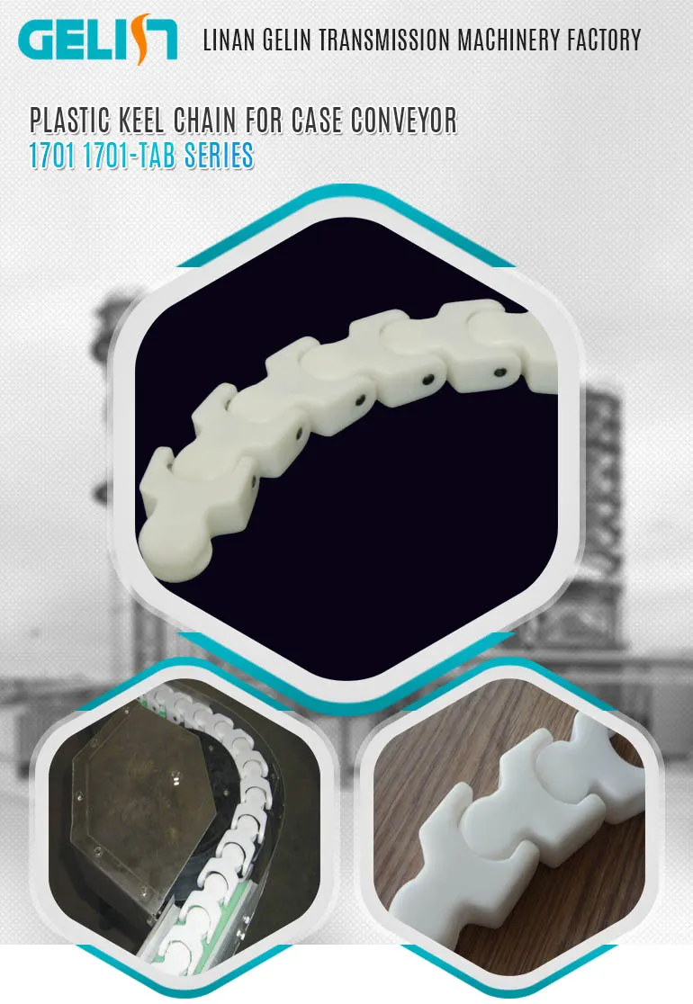 1701 1701-Tab Plastic Keel Chain for Case Conveyor