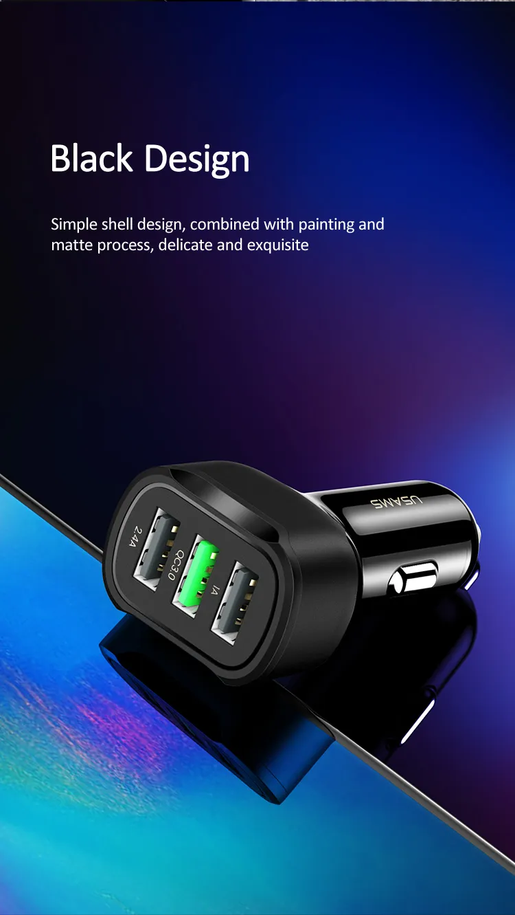 Usams OEM 18W 3USB Car Charger QC3.0 Fast Charging Car Phone Chargers