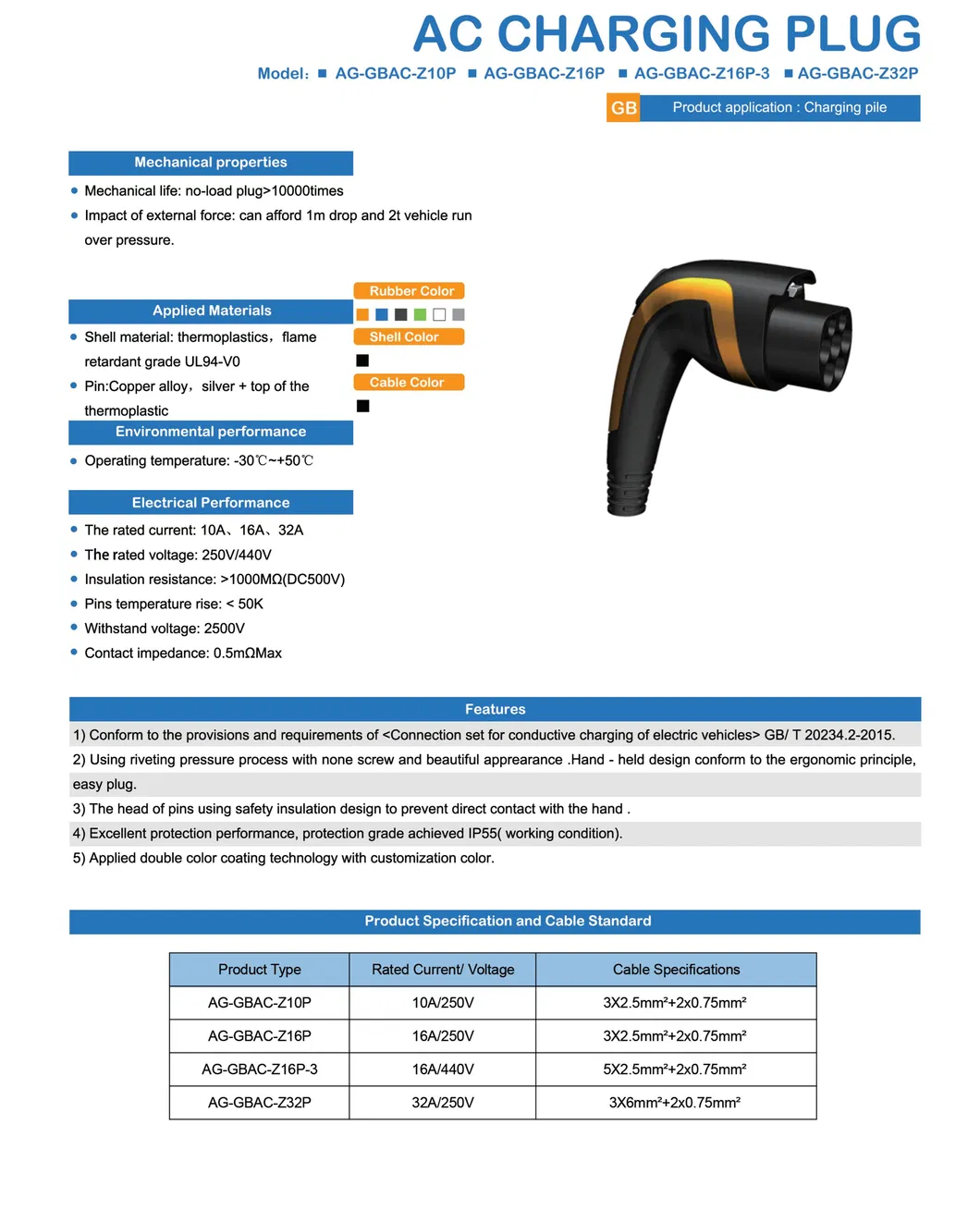 Mario Wallbox GB AC B 10A 16A 32A Car Charger AC Charging Plug with LCD Display