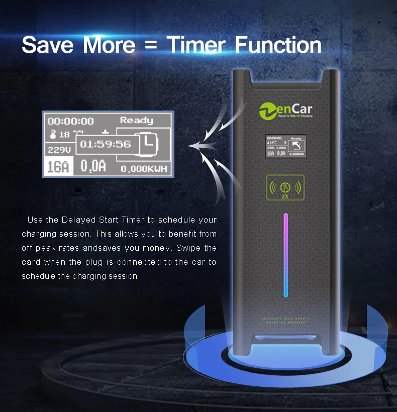 Zencar 40A 240V Level 2 Portable EV Charger for Tesla Home