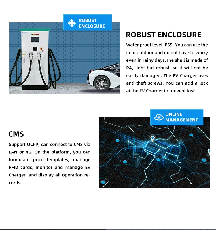 200kw DC EV Charger with Dual Guns with CCS and GB/T Upright Charging Gun DC Fast Charger EV