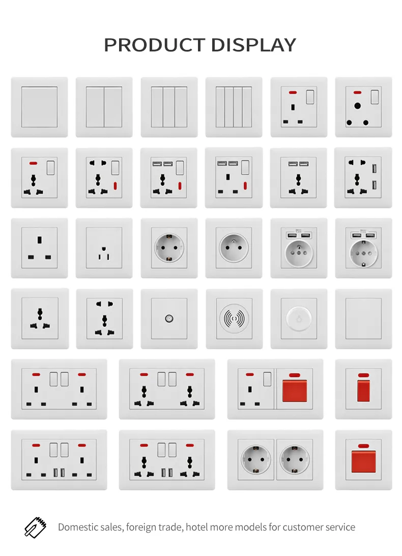 Switched Twin 13A Wall Electricity Socket with USB Charging Ports