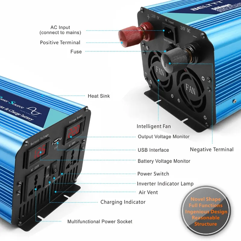 3000W 12V 230V Hybrid UPS Power Inverter Pure Sine Wave Inverter with Charger