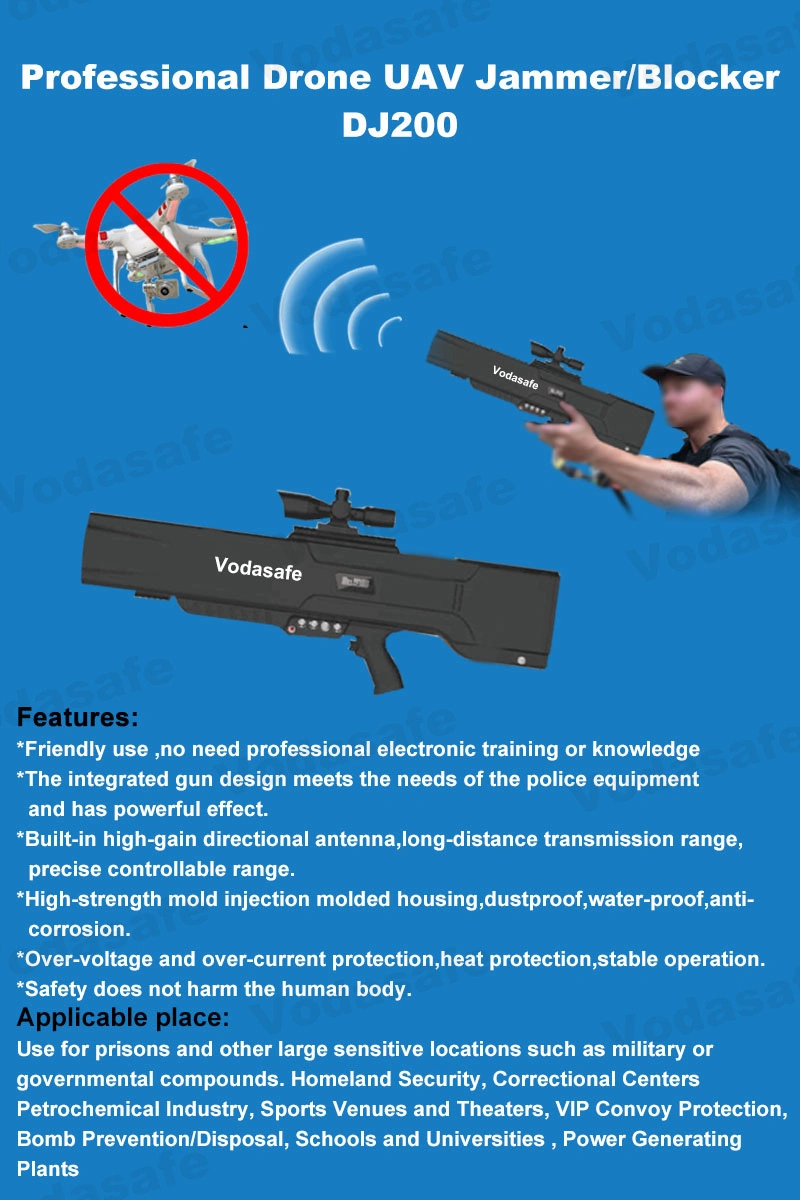 WiFi 2.4GHz 5.8GHz GPS 55W Anti Drone Gun Build in Directional Antennas 1000m Jamming Anti Drone Defense System