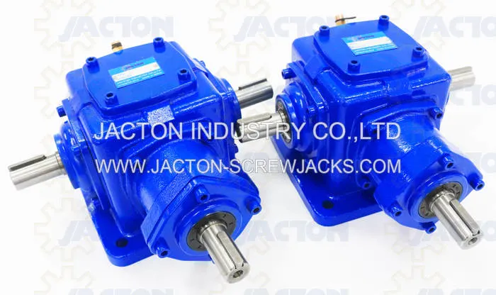 Jt32 Right Angle Spiral Bevel Gearbox with Dual Output Shafts and Input Shaft Configuration