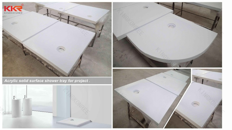 White Polymarble Artificial Stone Bathroom Shower Tray