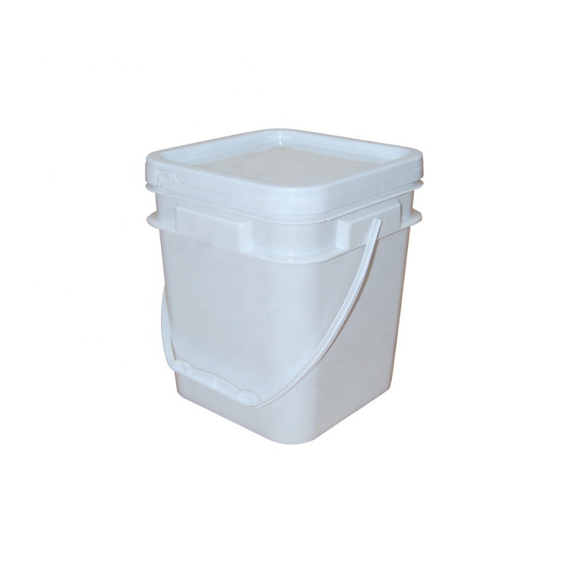 White Square Plastic Buckets with Lids with Handles