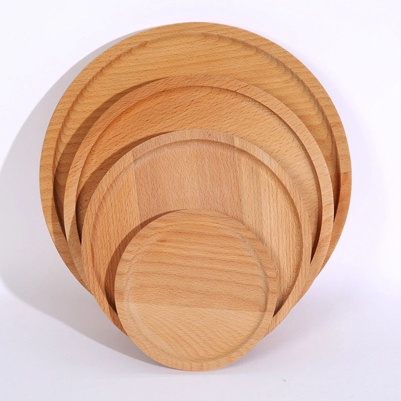 Black Walnut Solid Wood Round Tableware Serving Tray Handcrafted Decorative Trays Food Tray Serving Platters