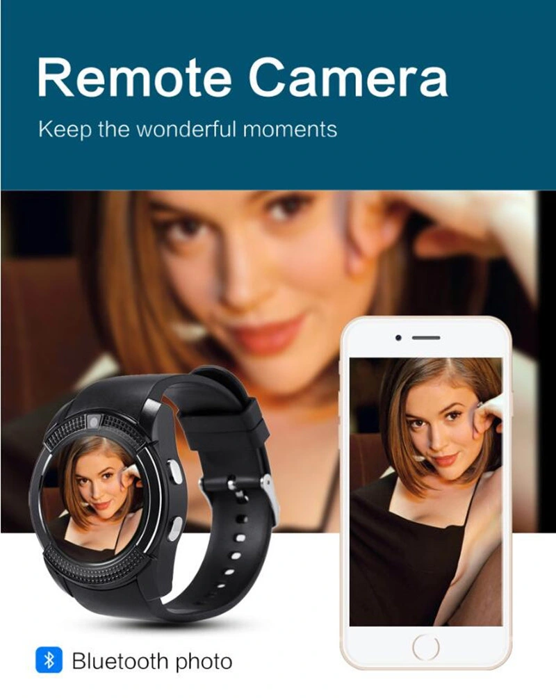 Smart Fitness Watch V8 Smart Watch with Camera SIM Card Slot Waterproof Smart Watch for Men