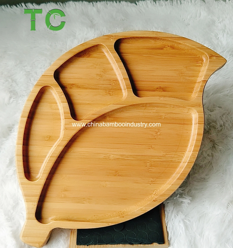 Natural Leaf Shaped Bamboo Serving Platters Tray