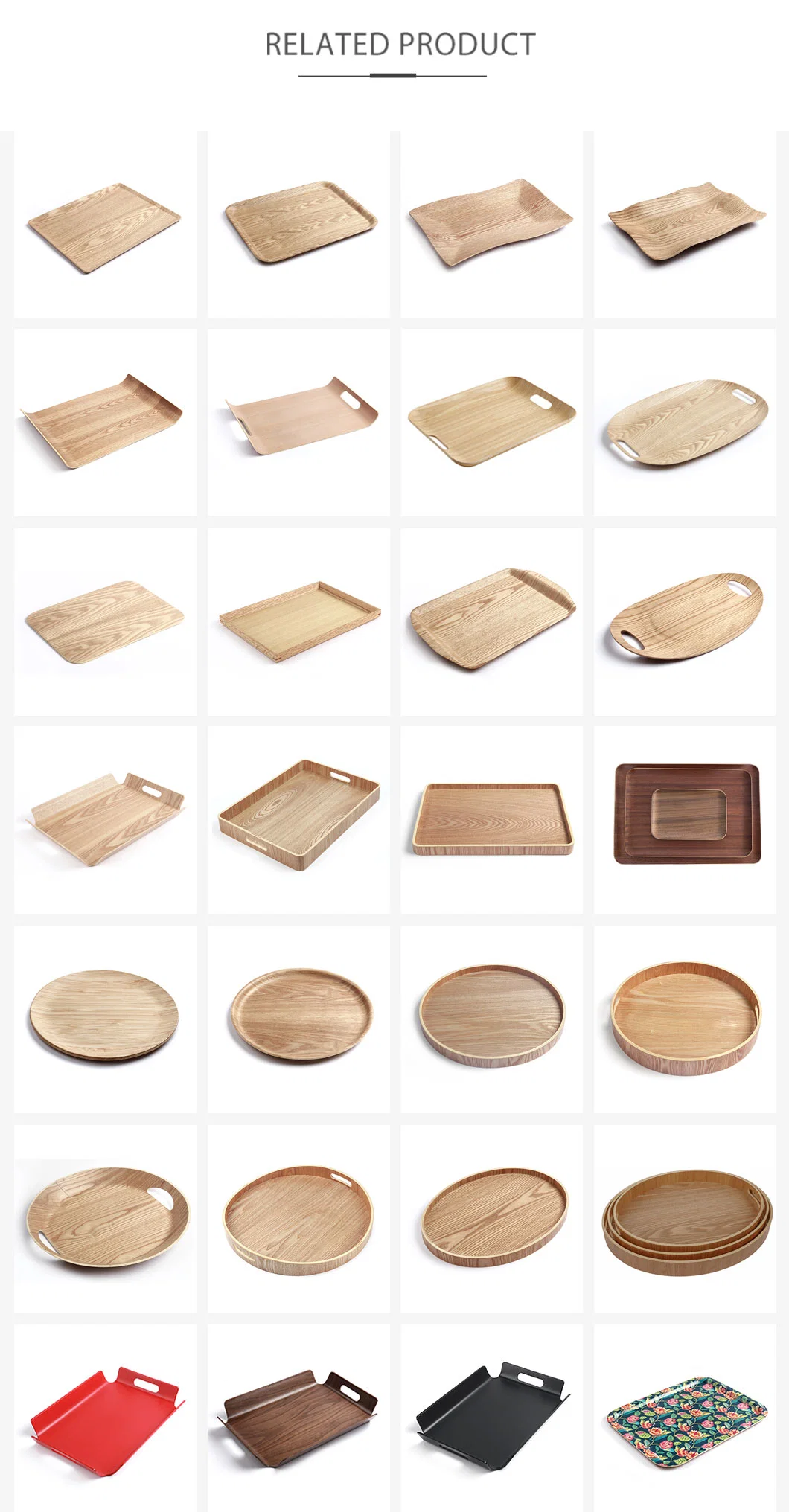 Oval Wooden Dinnerware Tabletop Cup Non-Disposable Hotel Set Gift Holder Serving Tray of 3PCS