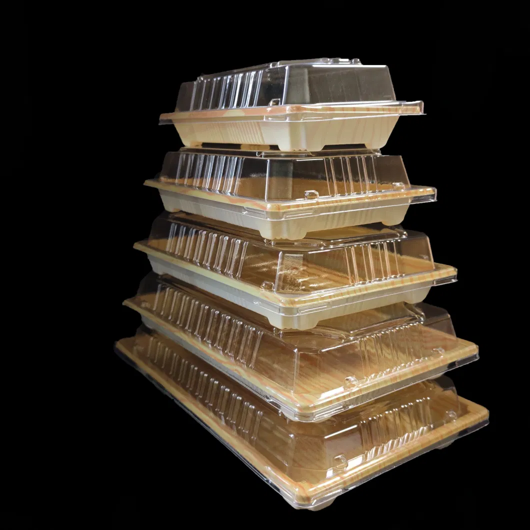Plastic Food Packing Box Large Capacity Sushi Container Tray With Cover