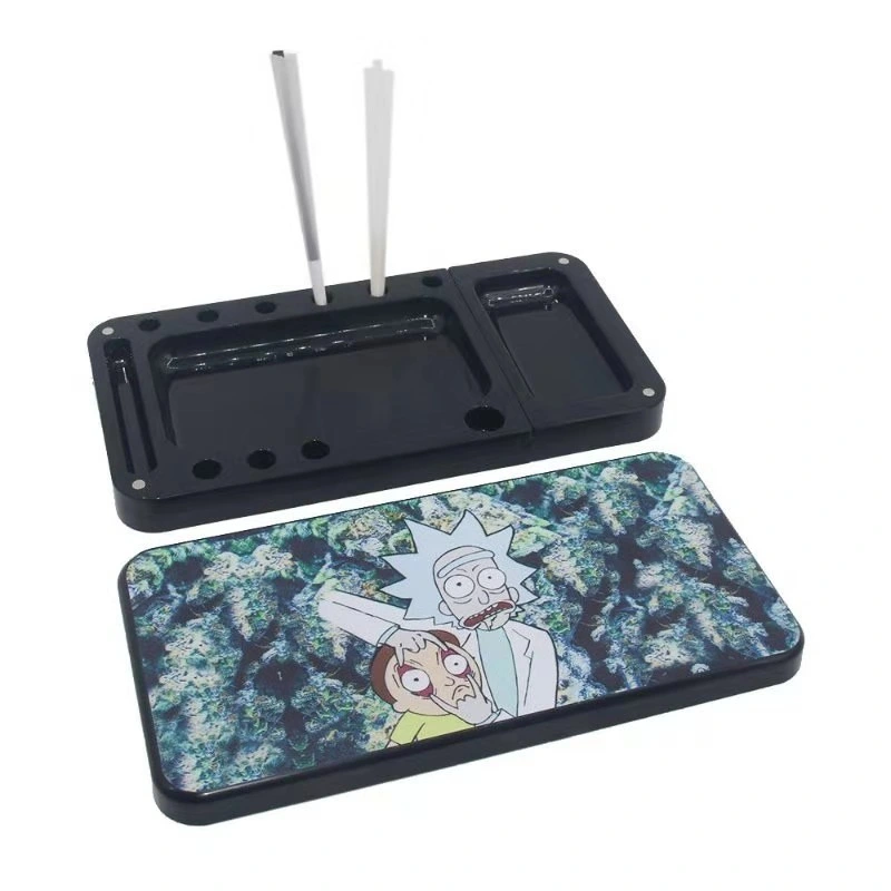 Jiju Wholesale Plastic Rick and Morty Tobacco Rolling Tray Custom Serving Trays Plastic Tray