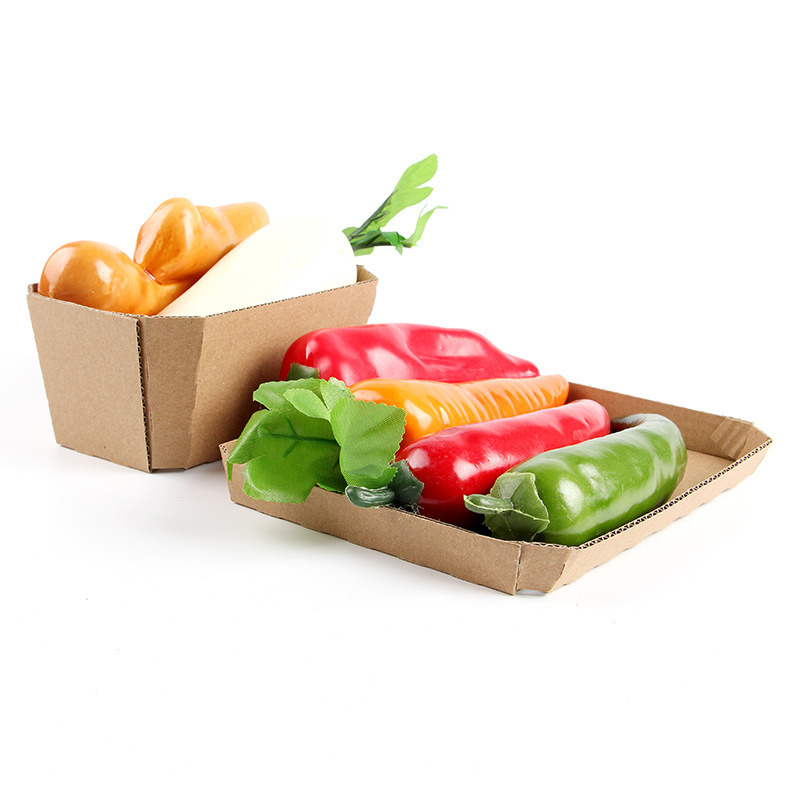 Biodegradable Corrugated Cardboard Food Package Boat Shape Tray for Serving Food