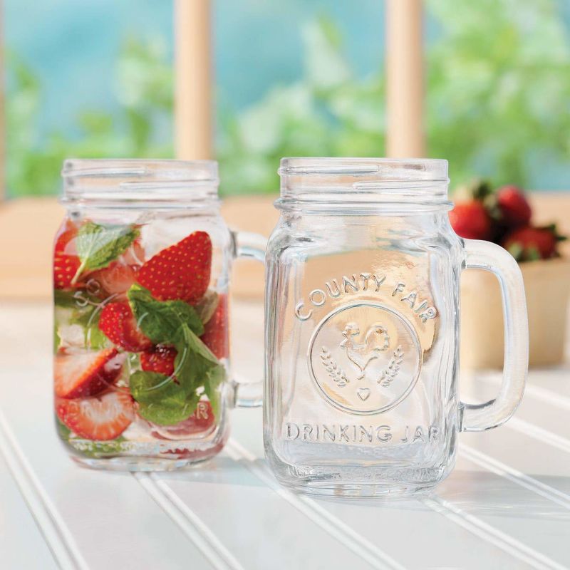 Glass Drinking Jar Glass Mason Jar with Handles & Straw Glass Mug with Decal