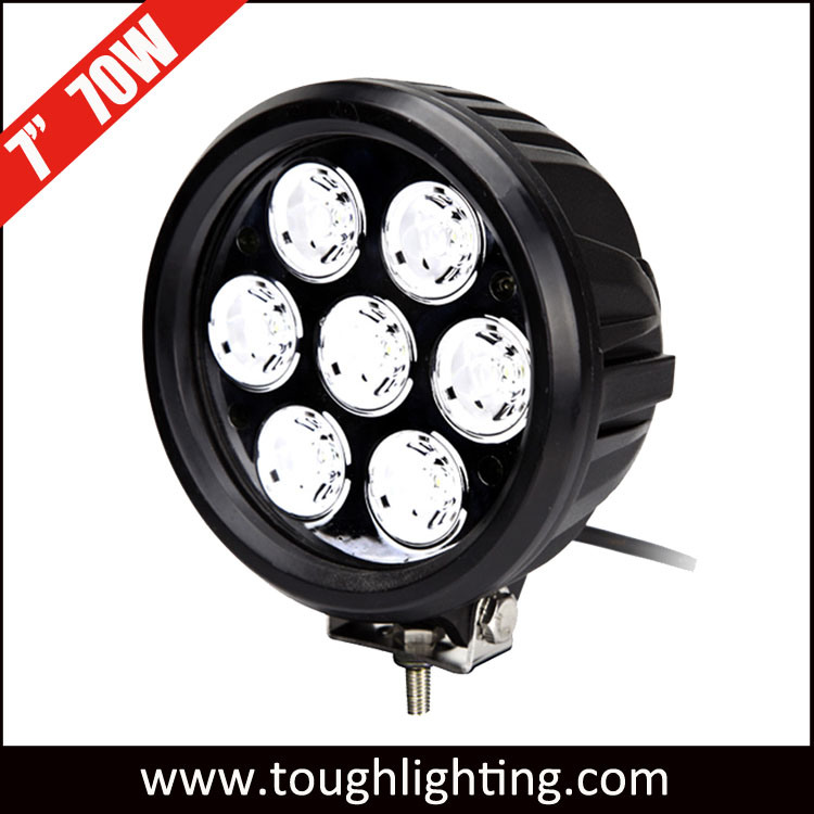 High Power DC 12V/24V IP67 7" 70W Round LED CREE Work Light for Offroad Vehicles