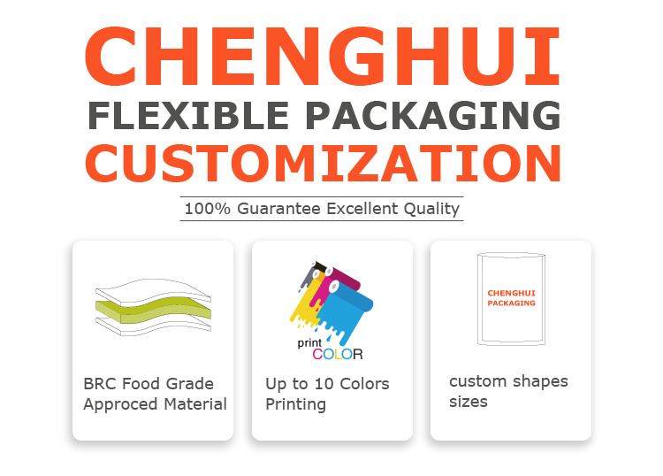 Custom Made Logo Printing Resealable Flat Bottom Printed Bag Small Quantity