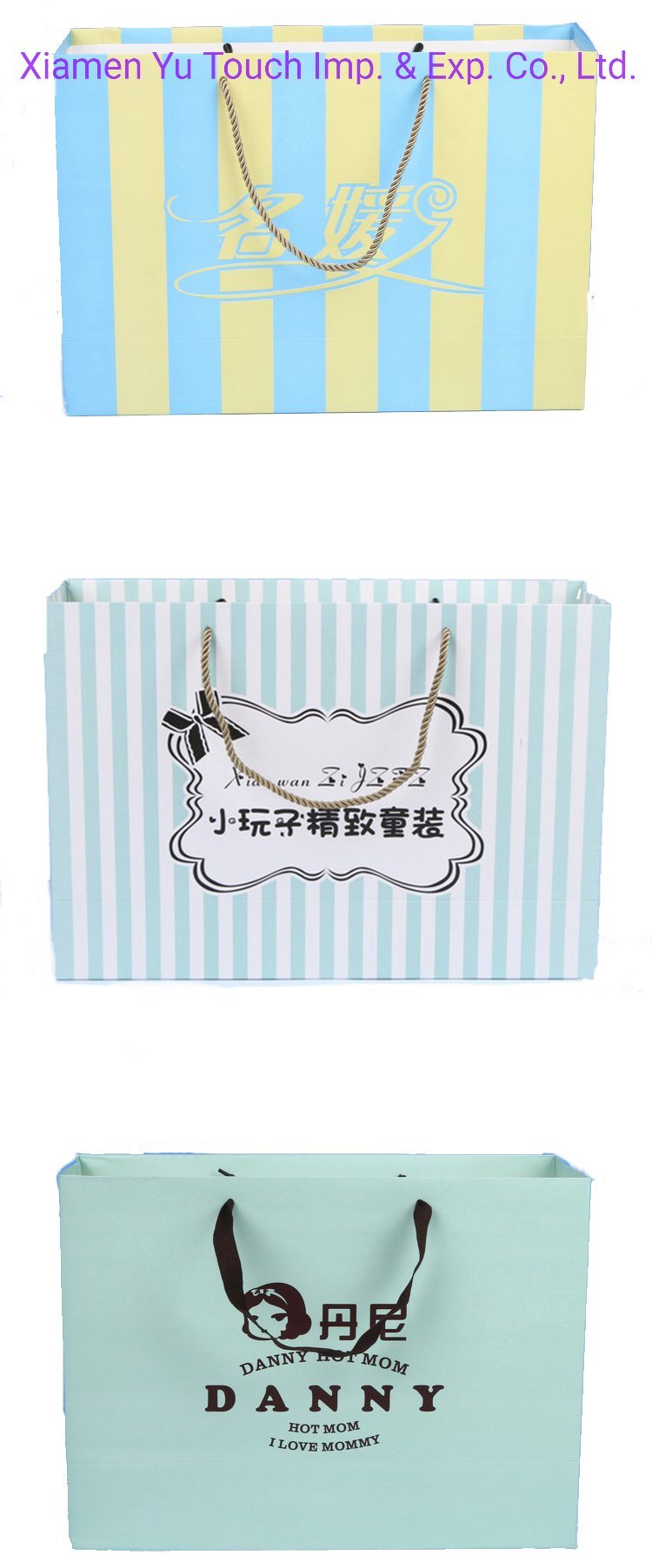 Beautiful Custom Printed Retail White Card Paper Shopping Bag with Handles