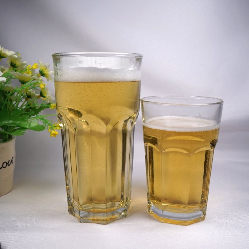 Flat Style Two Size Wholesale Cheap Clear Beer Glass Cups