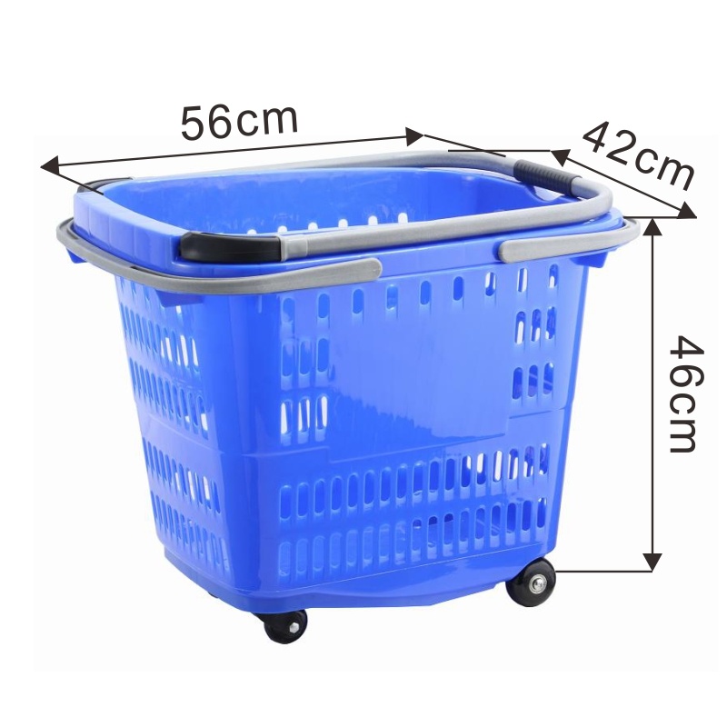 New PP Materials Plastic Shopping Basket with Handles with Wheels