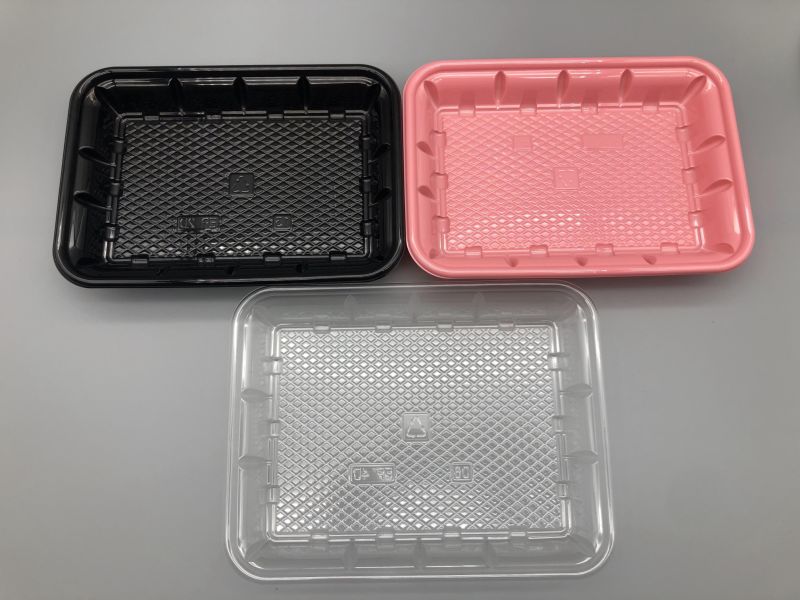 Black PP Disposable Supermarket Meat Trays Meat Packing Trays Fresh Meat Trays