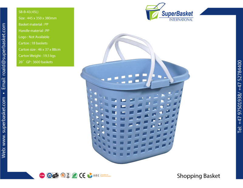Portable Plastic Household Shopping Laundry Basket with Handles