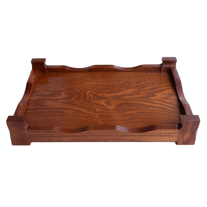 Factory Direct Sales Solid Wood Rectangular Tea Tray with Feet Wooden Tray