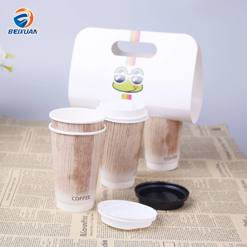 Kraft Paper Cup Lift Portable Cup Holder Takeaway Tray