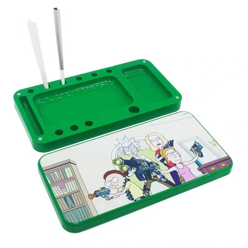 Jiju Wholesale Plastic Rick and Morty Tobacco Rolling Tray Custom Serving Trays Plastic Tray
