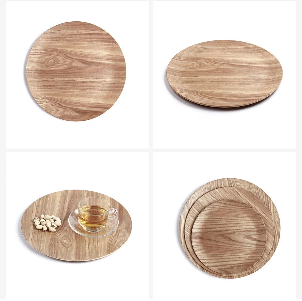 Round Wooden Tea Serving Cup Food Holder 5.9'' Rustic Simple Kitchenware Breakfast Tray
