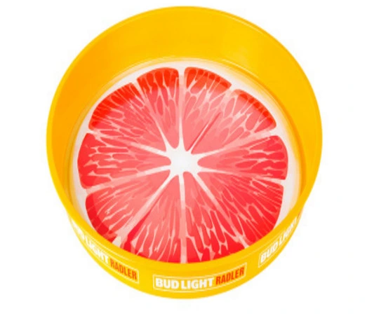 Cheap Custom Printing Round Plastic Anti Slip Serving Tray Beer Serving Tray