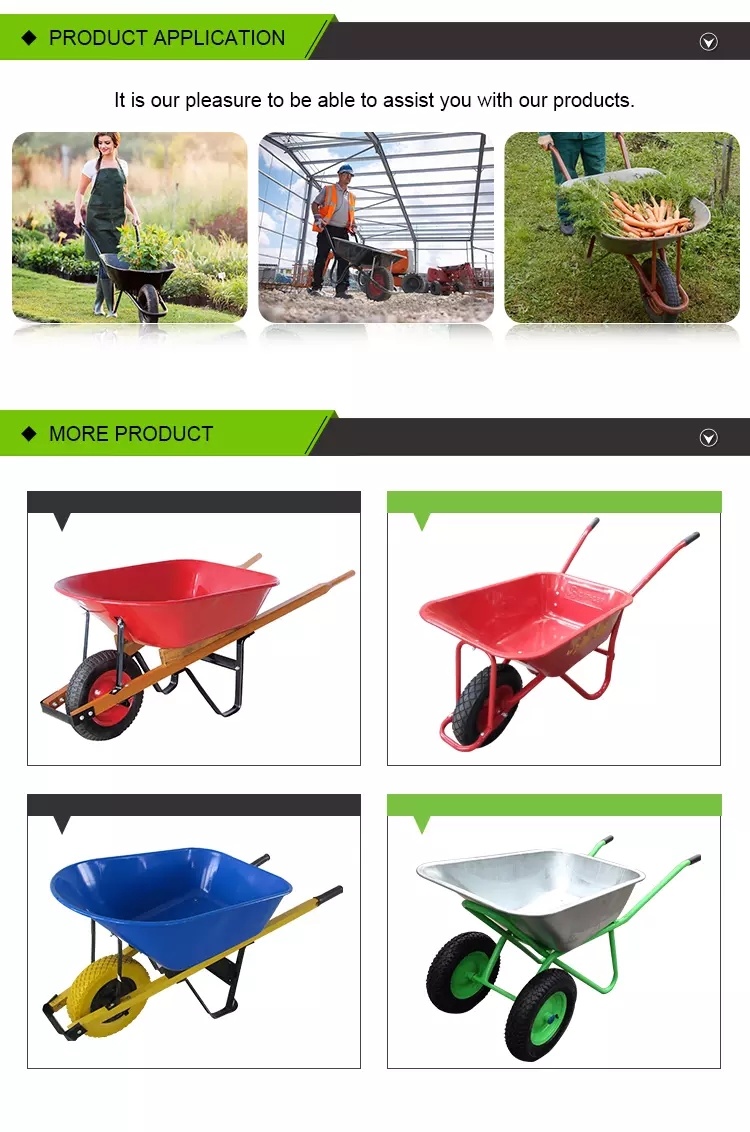 Custom Plastic Tray Heavy Duty Garden Wheelbarrows with Inflatable Wheel Wb6414t