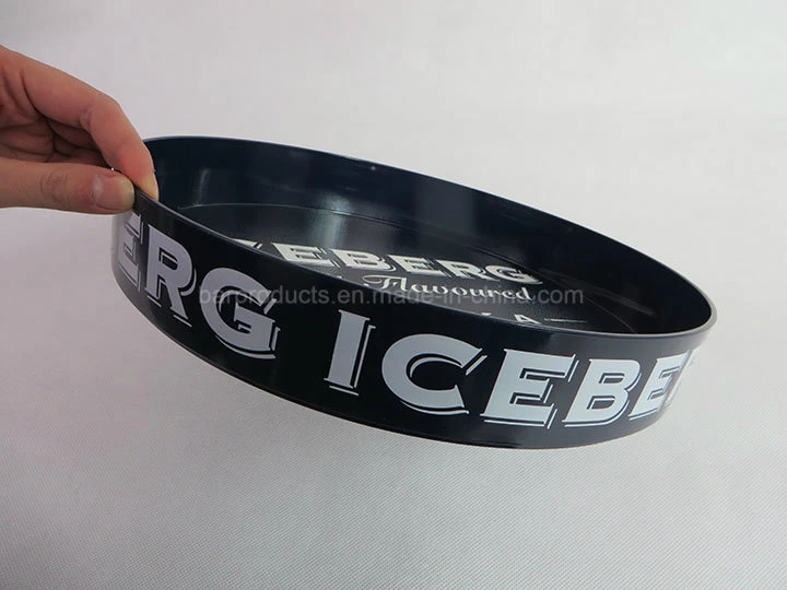 Round Shaped Anti Slip Plastic Bar Serving Tray for Promotion