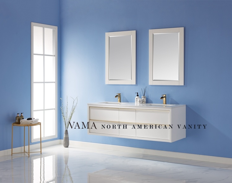Vama 60 Inch Luxury Modern Large Size Bathroom Cabinet with Golden Fashion Handles 534060