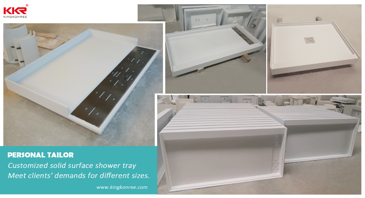 White Polymarble Artificial Stone Bathroom Shower Tray