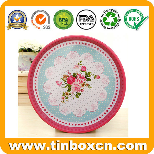Round Fruit Tin Serving Trays for Decoration Metal Plate