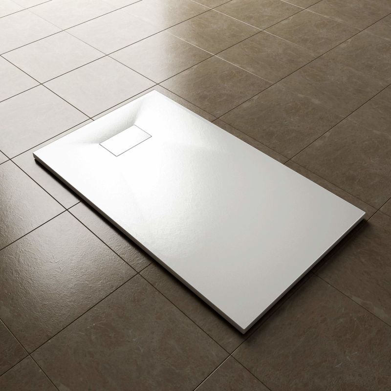 Rectangular White SMC Shower Bathroom Tray with Stone Surface Finish