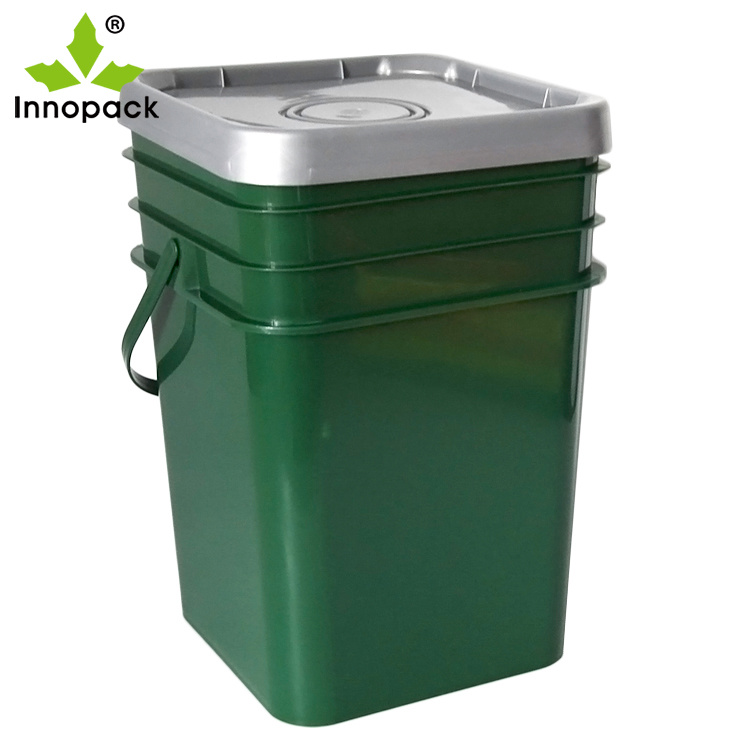 Stackable 20 Liter Plastic Square Pail with Heavy Duty Lid