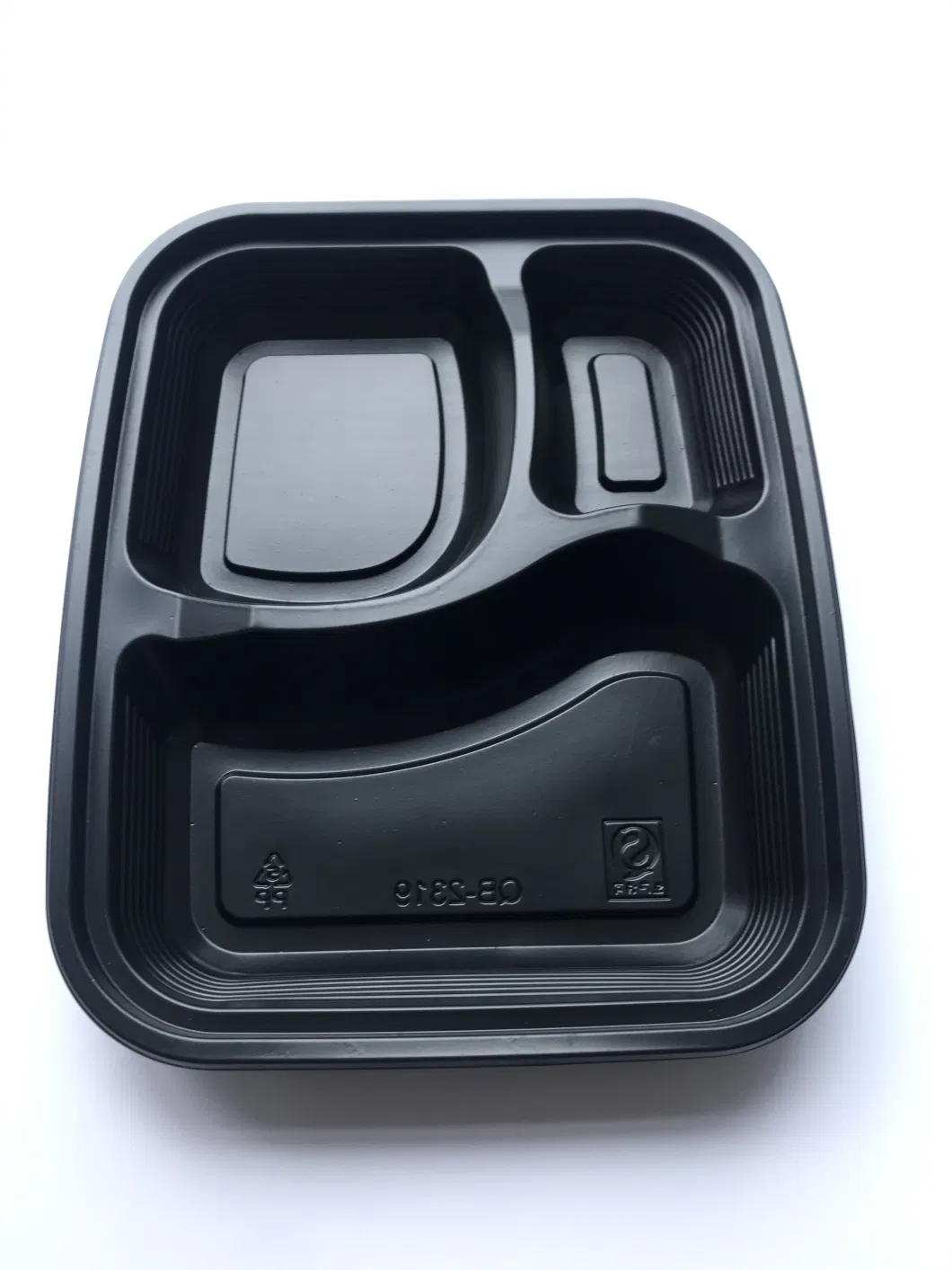Disposable Take Away Meal box 3-Compartment Lunch Container Plastic PP Packing Tray With Lid