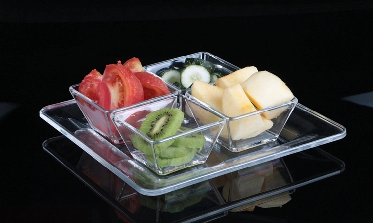 Wholesale Custom Shaped Plastic Acrylic Serving Tray Square Snack Dish