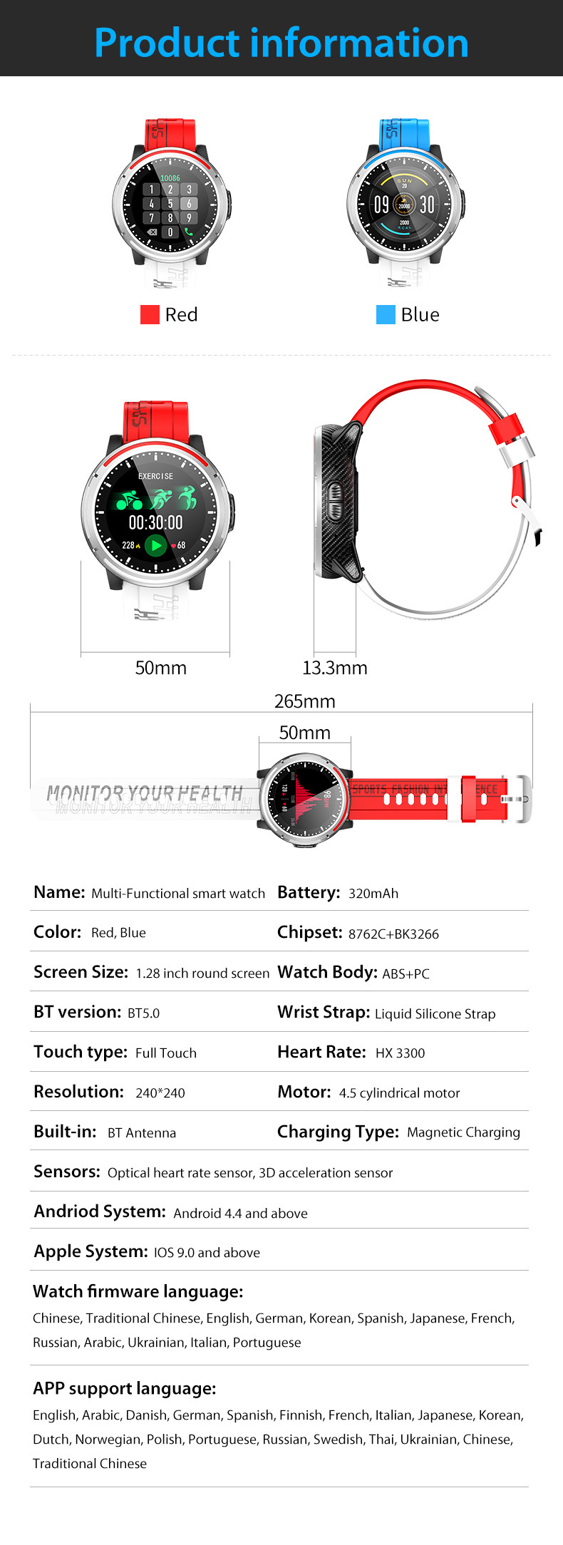 Smart Watch for Sport Youth Smart Bracelet Digital Watch Sk-S26-10